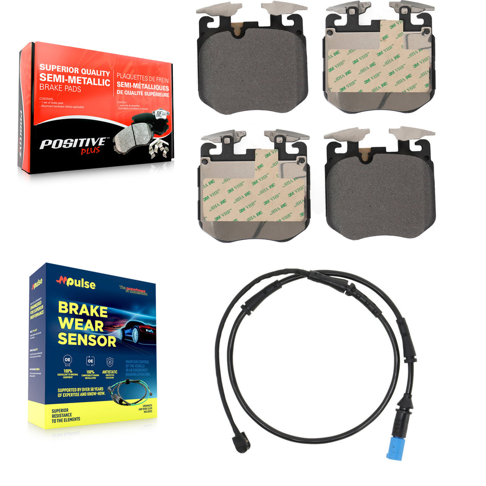 Front Semi-Metallic Disc Brake Pads And Wear Sensors Kit For BMW X5 X7 X6 KPW-100611