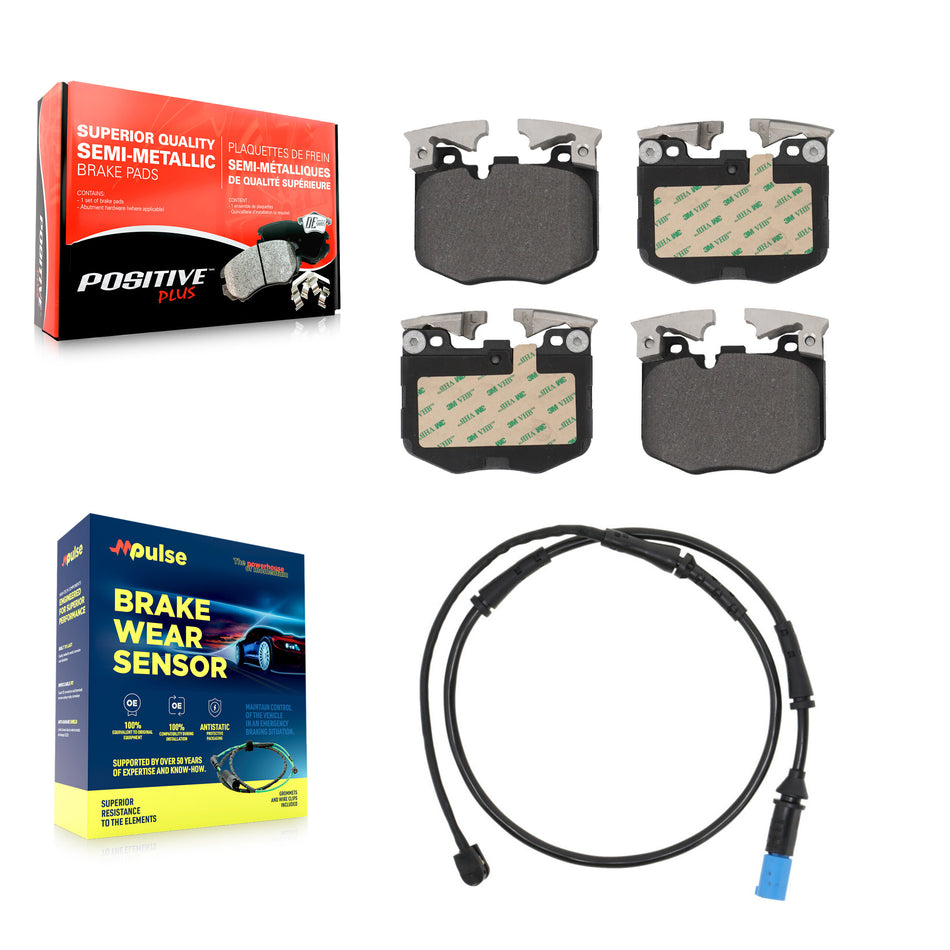 Front Semi-Metallic Disc Brake Pads And Wear Sensors Kit For BMW X5 X7 KPW-100612