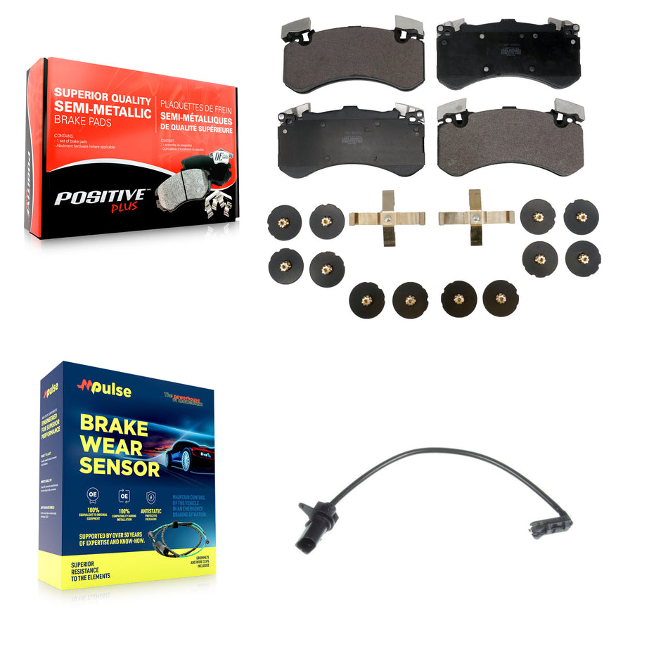 Front Semi-Metallic Disc Brake Pads And Wear Sensors Kit For Audi S6 S7 S8 KPW-100616