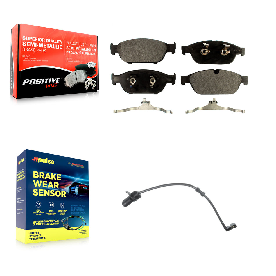 Front Semi-Metallic Disc Brake Pads And Wear Sensors Kit For Audi A6 Quattro A7 A8 KPW-100618