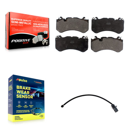 Front Semi-Metallic Disc Brake Pads And Wear Sensors Kit For Audi RS7 With Cast Iron KPW-100621