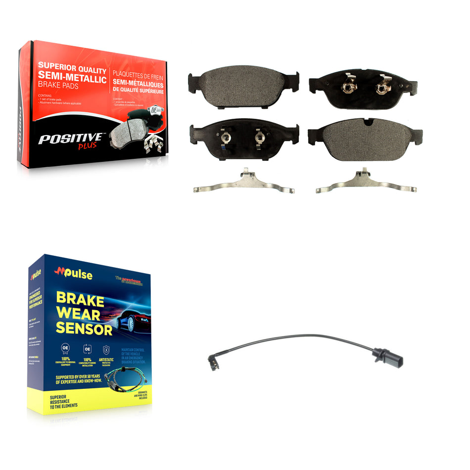 Front Semi-Metallic Disc Brake Pads And Wear Sensors Kit For Audi A6 Quattro KPW-100622