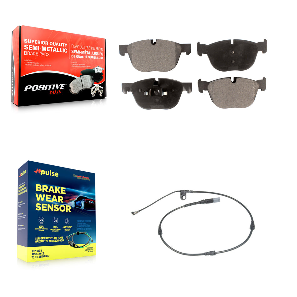 Front Semi-Metallic Disc Brake Pads And Wear Sensors Kit For BMW X5 X6 KPW-100625