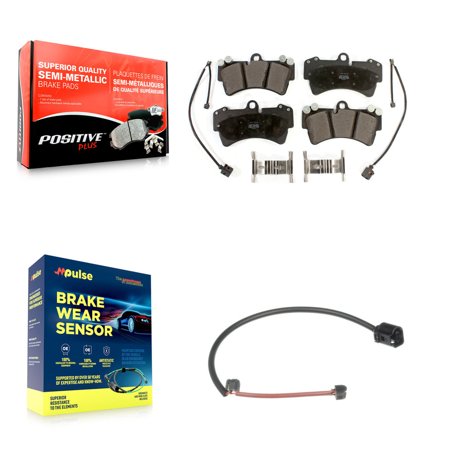 Front Semi-Metallic Disc Brake Pads And Extra Wear Sensor Kit For Audi Q7 Porsche Cayenne KPW-100631