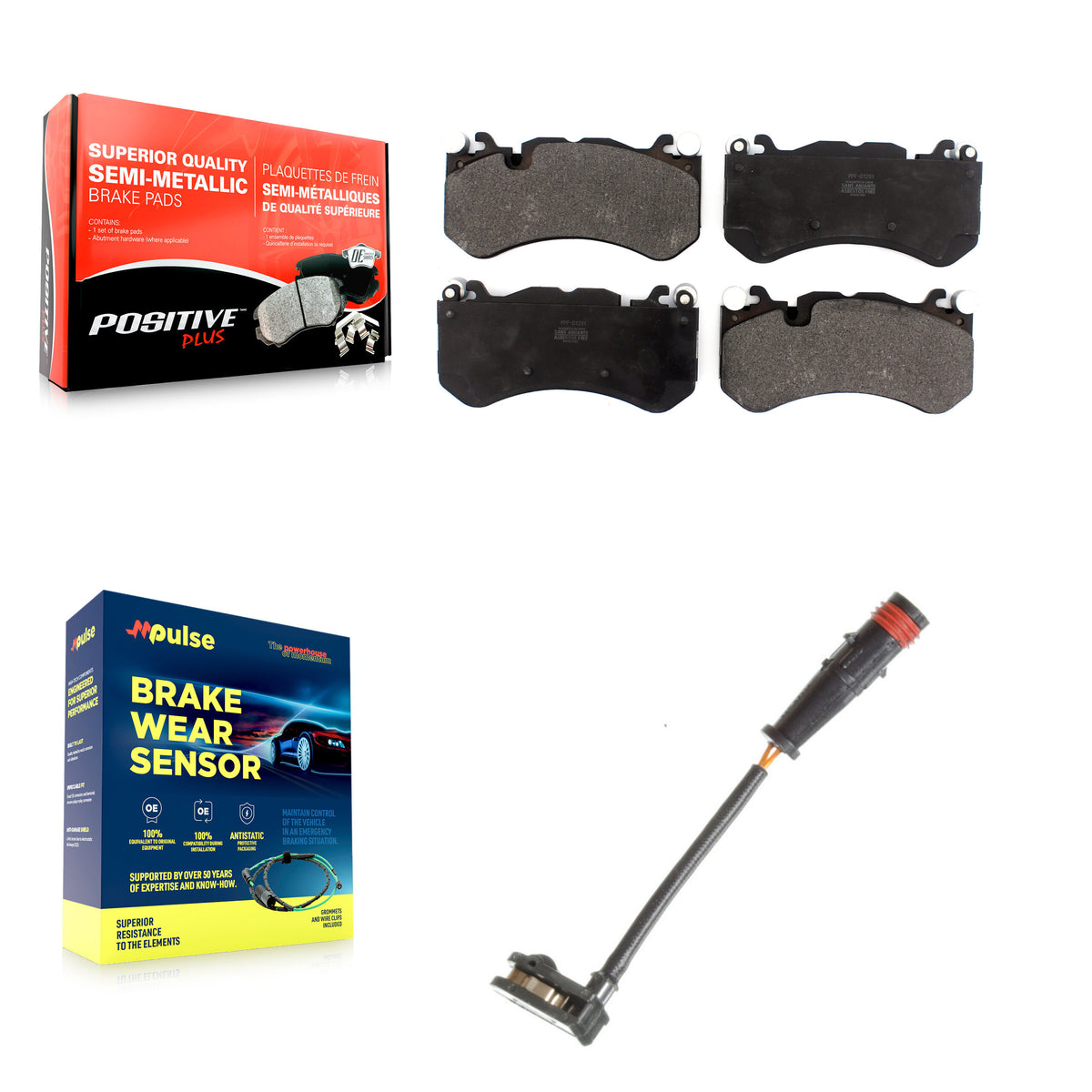 Front Semi-Metallic Disc Brake Pads And Wear Sensors Kit For Mercedes-Benz G63 AMG KPW-100640