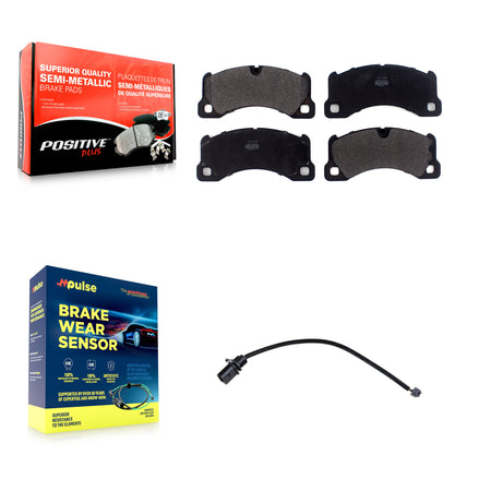 Front Semi-Metallic Disc Brake Pads And Wear Sensors Kit For 2017 Porsche Macan 2.0L KPW-100644