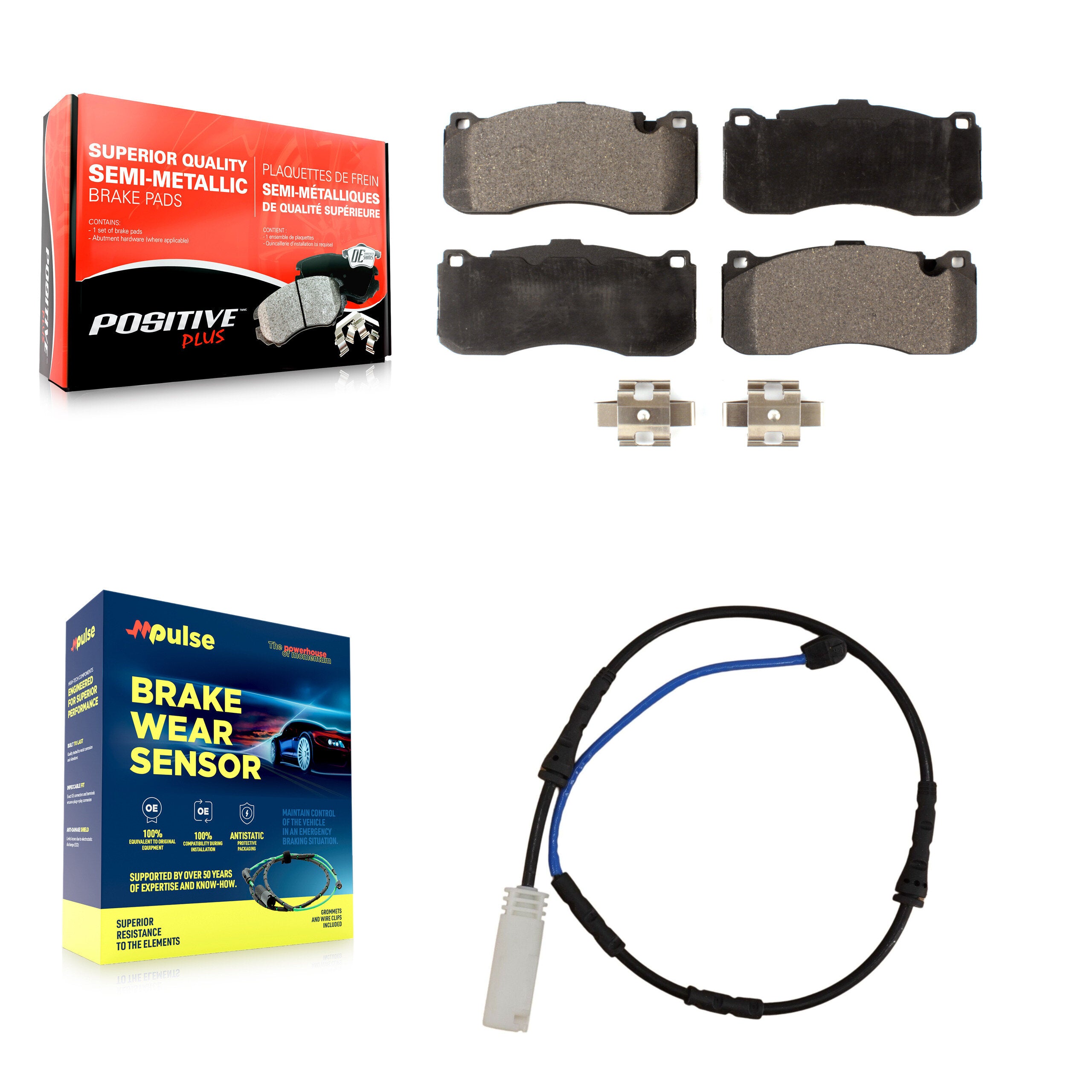 Front Semi-Metallic Disc Brake Pads And Wear Sensors Kit For BMW 135i 135is 3.0L KPW-100651