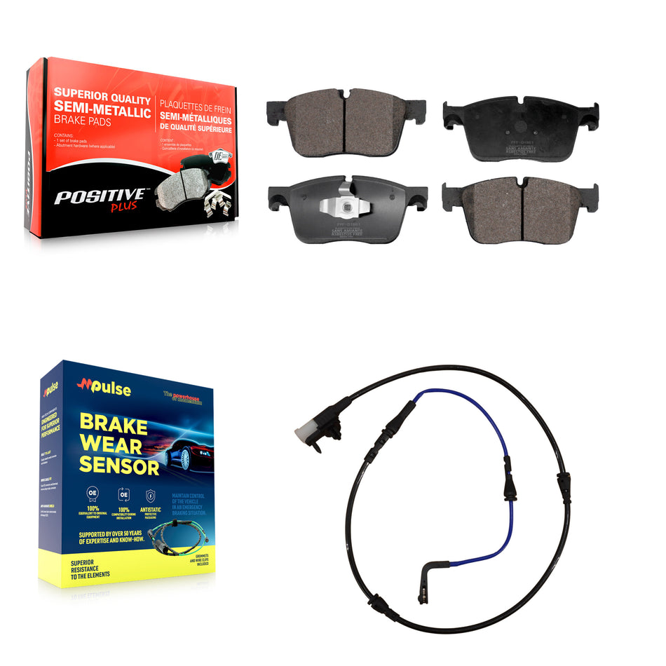 Front Semi-Metallic Disc Brake Pads And Wear Sensors Kit For Jaguar XE XF KPW-100661