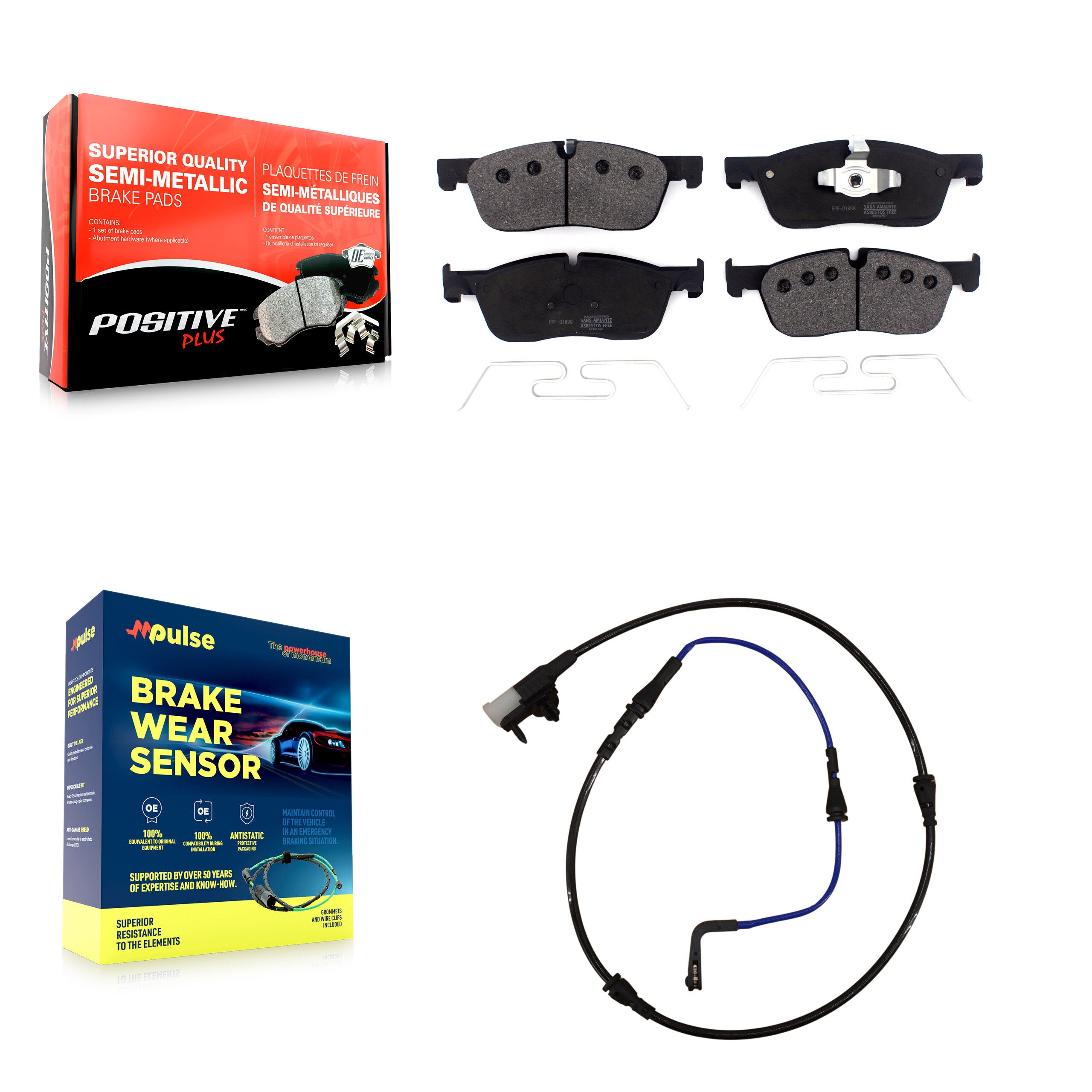 Front Semi-Metallic Disc Brake Pads And Wear Sensors Kit For Jaguar XE XF KPW-100662