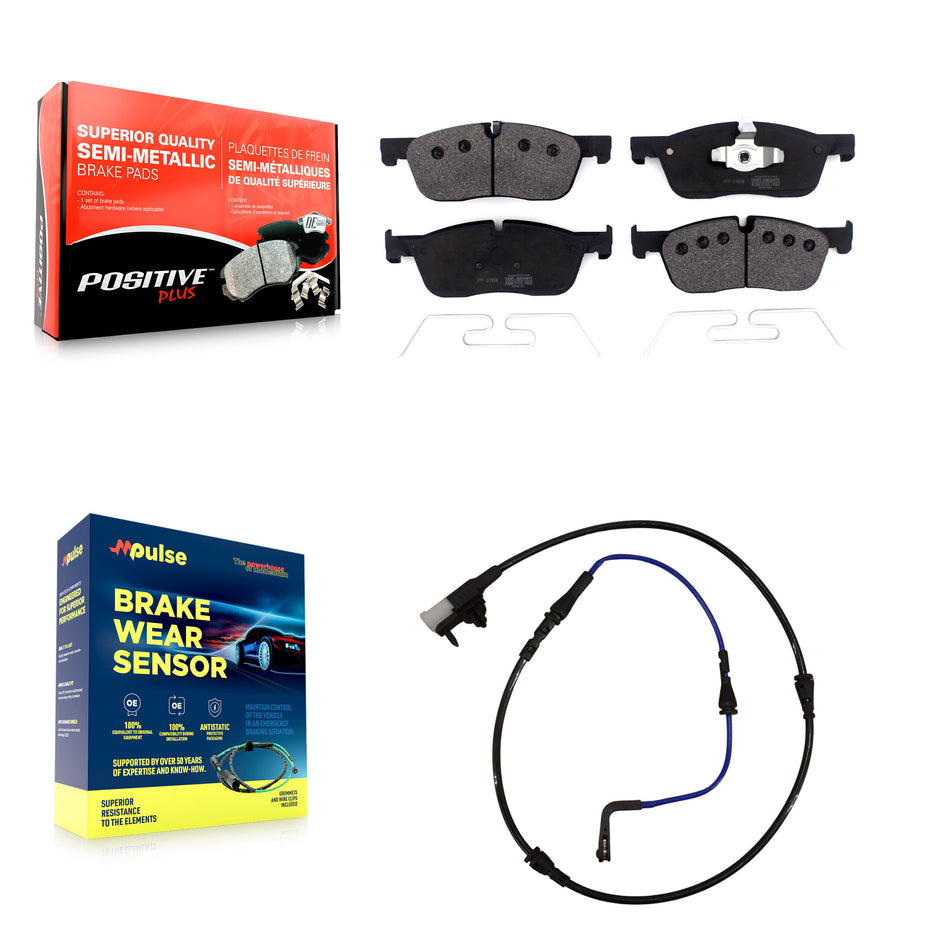 Front Semi-Metallic Disc Brake Pads And Wear Sensors Kit For Jaguar XE XF KPW-100662