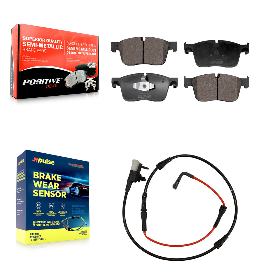 Front Semi-Metallic Disc Brake Pads And Wear Sensors Kit For Jaguar XE KPW-100663
