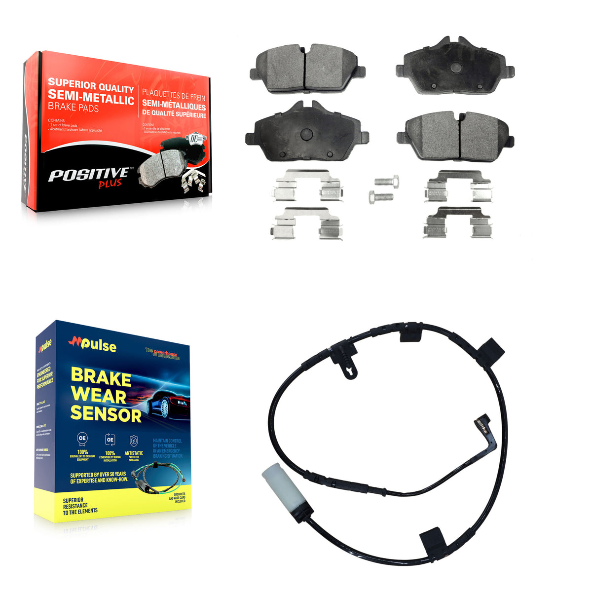Front Semi-Metallic Disc Brake Pads And Wear Sensors Kit For Mini Cooper KPW-100681