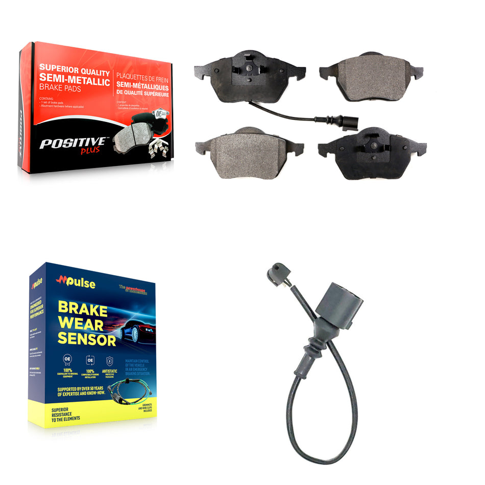 Front Semi-Metallic Disc Brake Pads And Extra Wear Sensors Kit For Audi TT Quattro KPW-100683