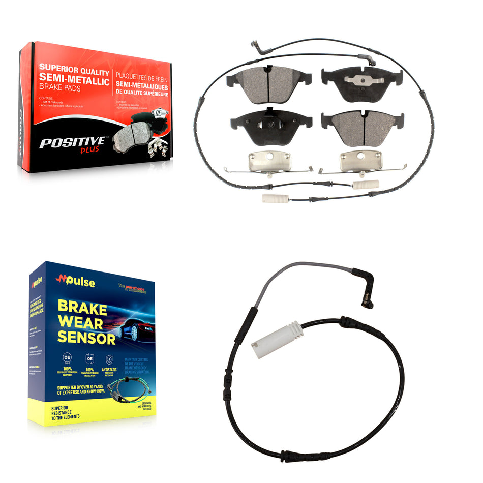 Front Semi-Metallic Disc Brake Pads And Extra Wear Sensor Kit For BMW 335i 323i 328i 335d KPW-100684