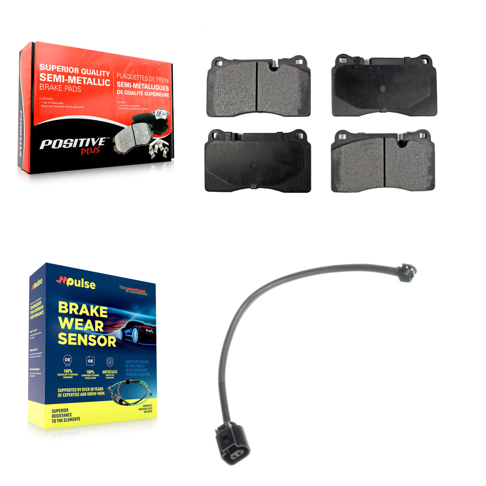 Front Semi-Metallic Disc Brake Pads And Wear Sensors Kit For Volkswagen Touareg KPW-100689
