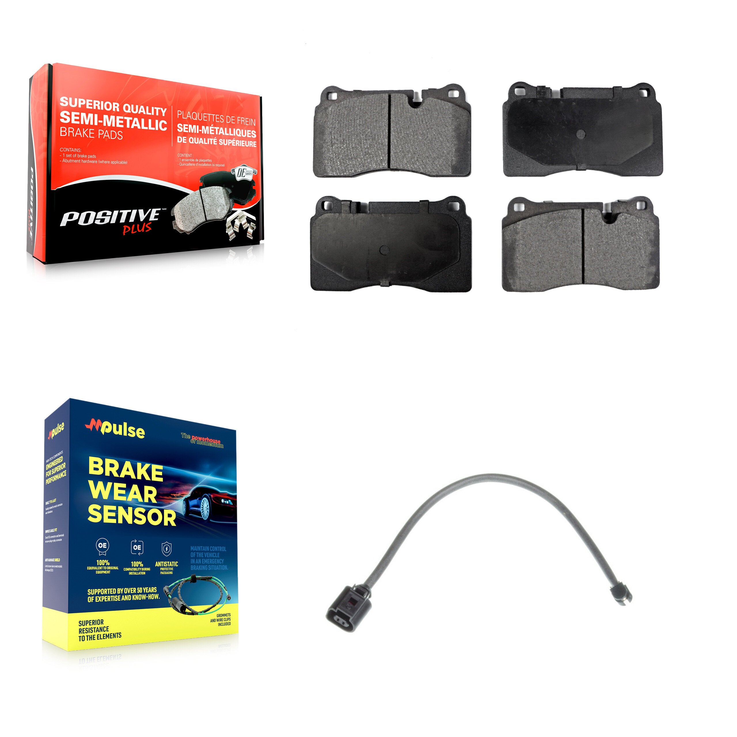 Front Semi-Metallic Disc Brake Pads And Wear Sensors Kit For Volkswagen Touareg KPW-100691