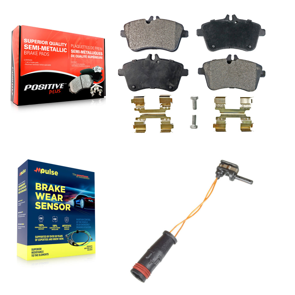Front Semi-Metallic Disc Brake Pads Wear Sensor Kit For 2006-2011 Mercedes-Benz B200 2.0L KPW-100697