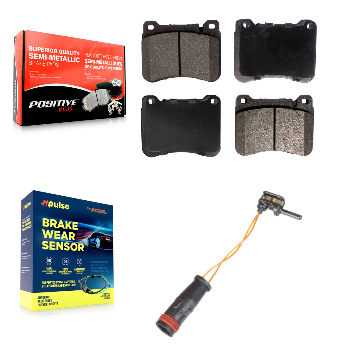 Front Semi-Metallic Brake Pad Wear Sensor Kit For Mercedes-Benz SLK350 C230 SLK280 SLK300 KPW-100699