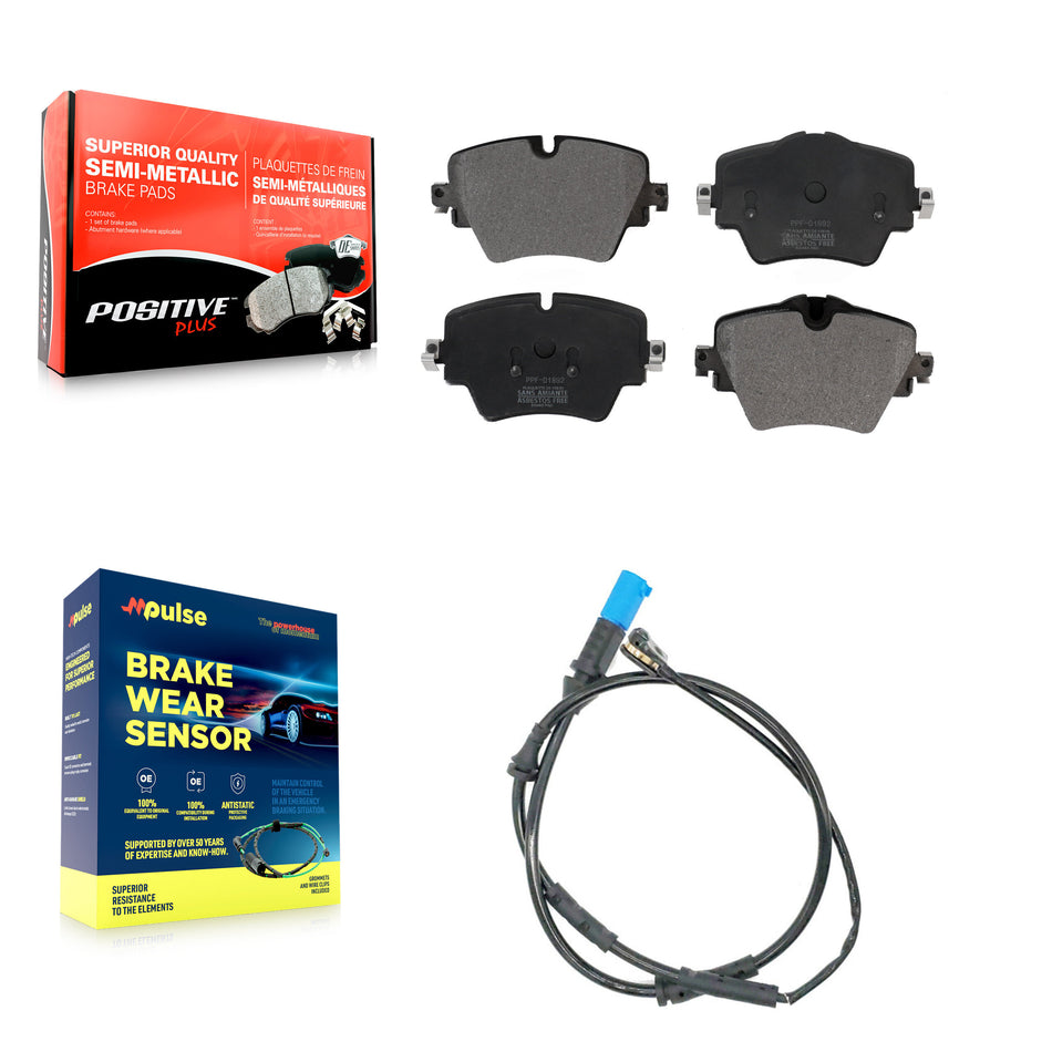Front Semi-Metallic Disc Brake Pads And Wear Sensors Kit For BMW X3 X4 KPW-100709