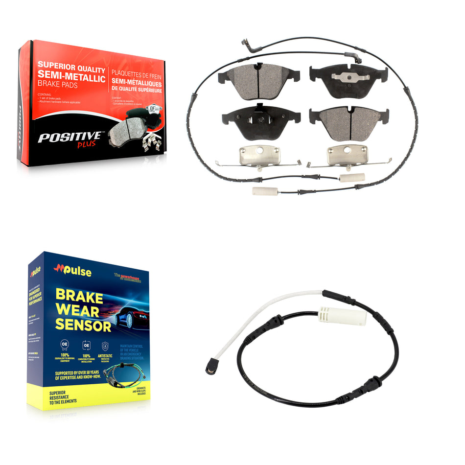 Front Semi-Metallic Brake Pad & Extra Wear Sensor Kit For BMW 328i xDrive 323i 335i 335is KPW-100723