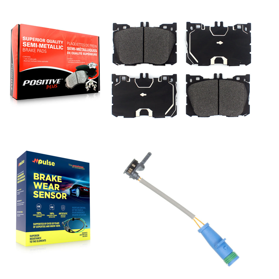 Front Semi-Metallic Brake Pads & Wear Sensor Kit For 2019-2020 Mercedes-Benz E53 AMG 3.0L KPW-100726