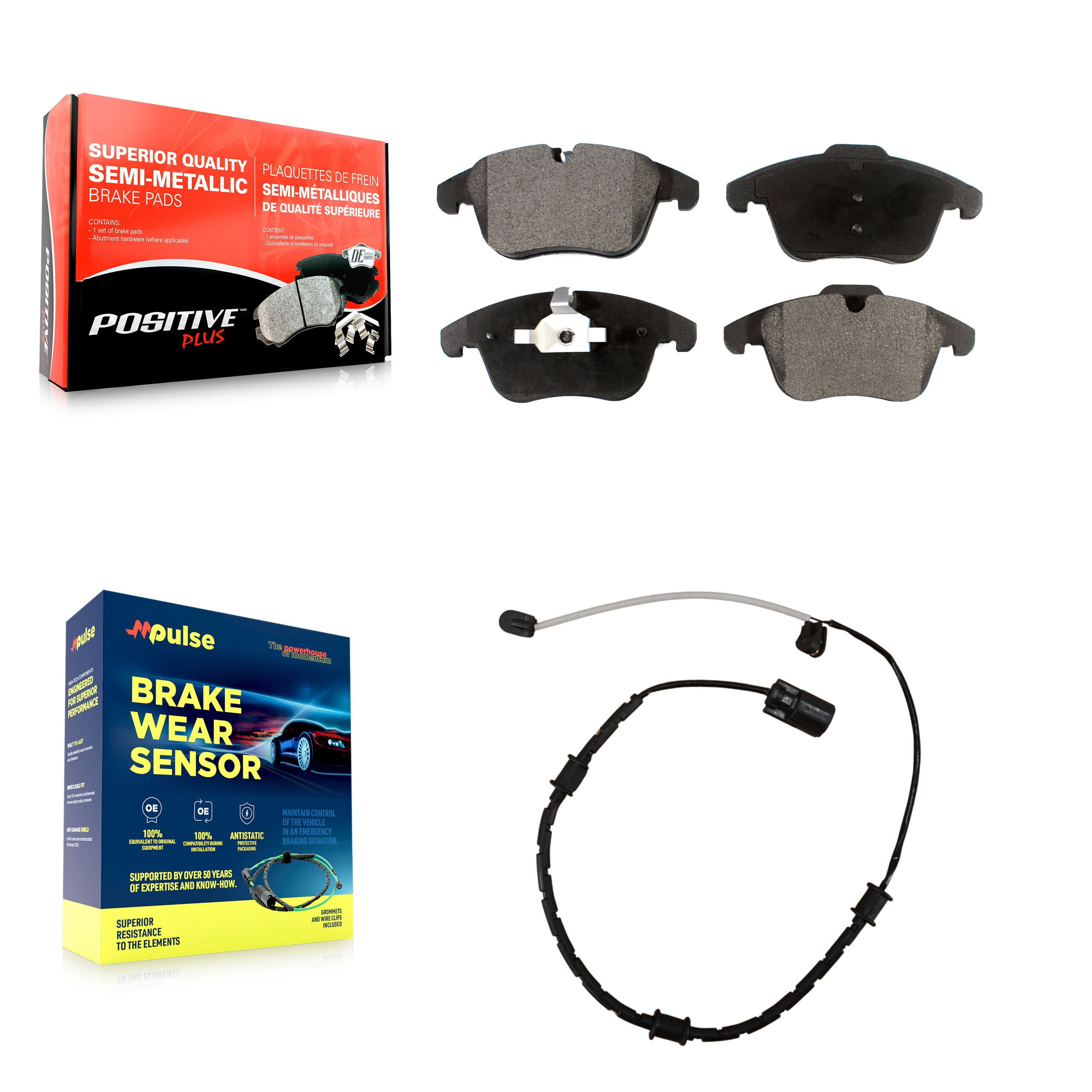 Front Semi-Metallic Brake Pad Wear Sensor Kit For 07 Jaguar XK 4.2L with Disc rear brakes KPW-100729