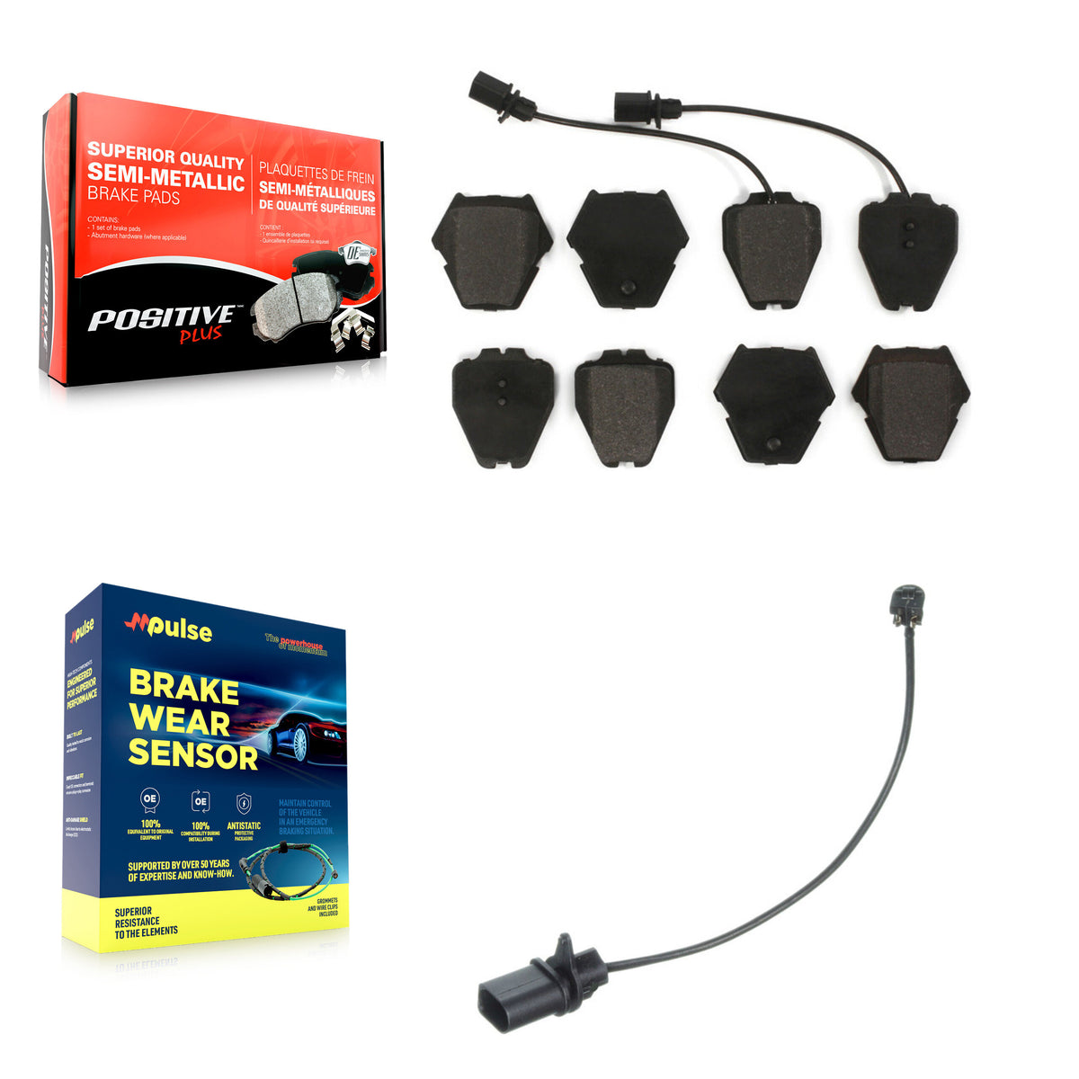 Front Semi-Metallic Disc Brake Pads And Extra Wear Sensors Kit For Volkswagen Passat KPW-100730