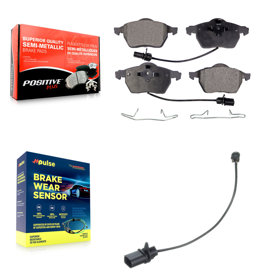 Front Semi-Metallic Disc Brake Pads And Extra Wear Sensors Kit For Volkswagen Passat KPW-100731