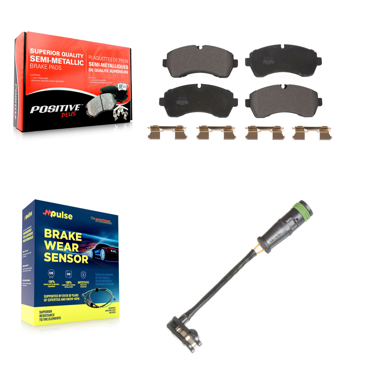 Front Semi-Metallic Brake Pads Wear Sensor Kit For Mercedes-Benz Sprinter 3500 2500 Dodge KPW-100733