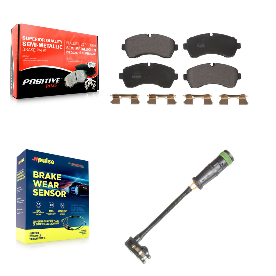 Front Semi-Metallic Brake Pads Wear Sensor Kit For Mercedes-Benz Sprinter 3500 2500 Dodge KPW-100733