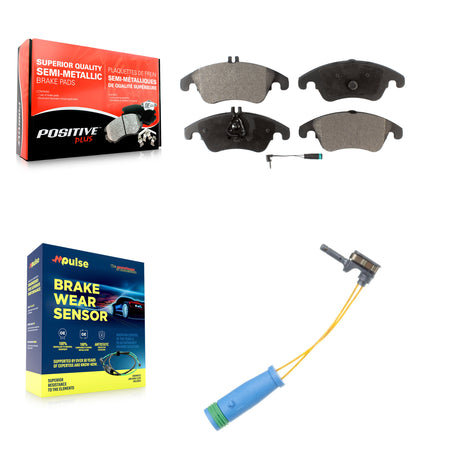 Front Semi-Metallic Disc Brake Pads And Extra Wear Sensor Kit For Mercedes-Benz C250 E400 KPW-100738