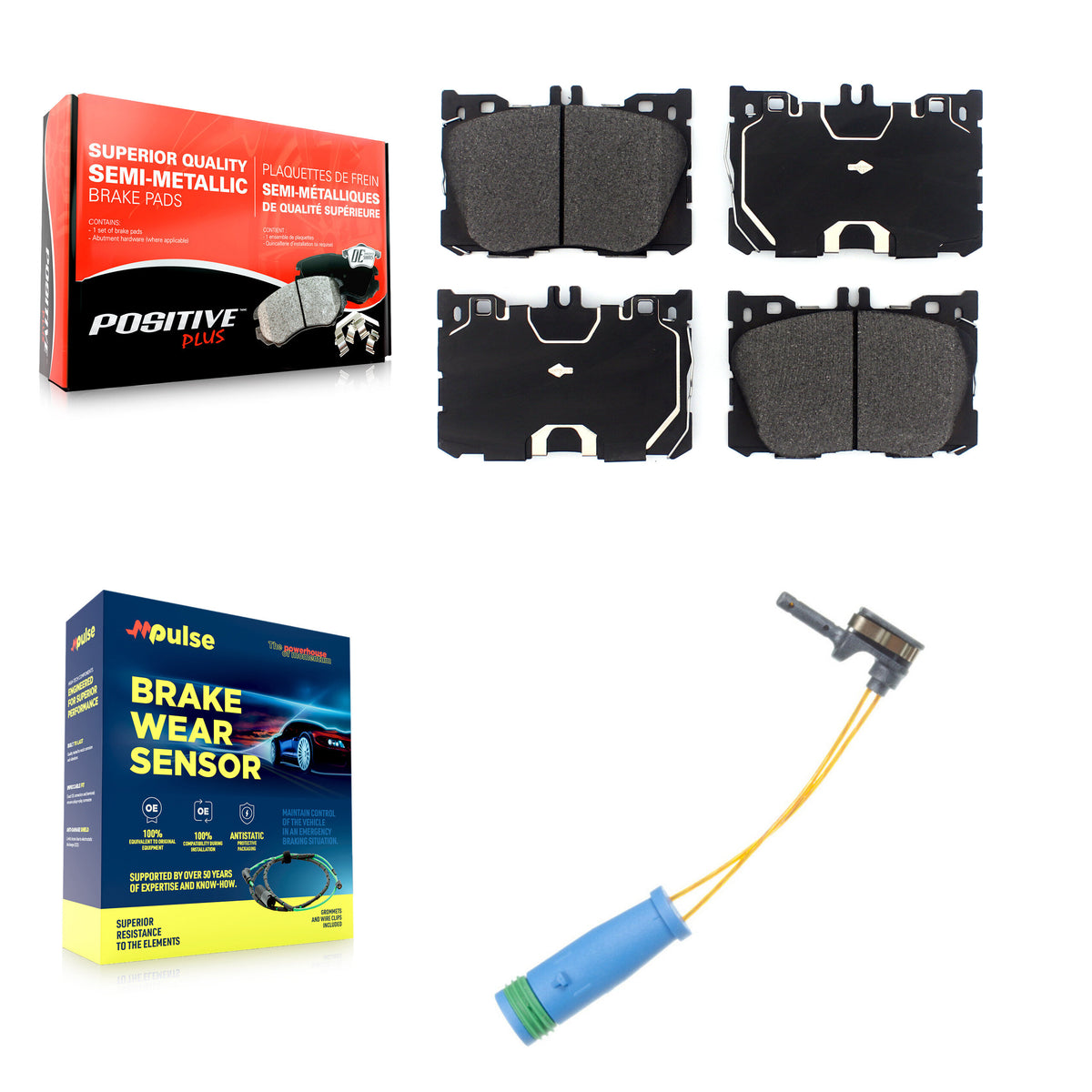 Front Semi-Metallic Brake Pad Wear Sensor Kit For Mercedes-Benz GLC300 C43 AMG GLC43 E450 KPW-100741