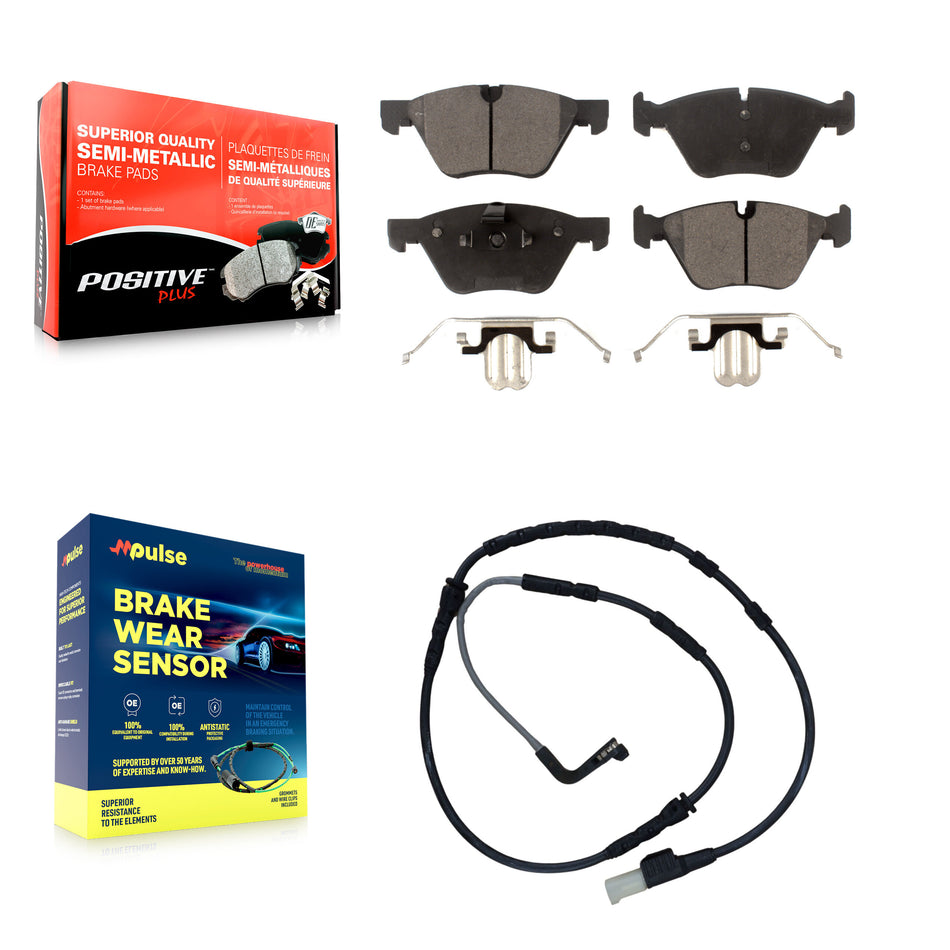 Front Semi-Metallic Disc Brake Pads And Wear Sensors Kit For BMW Z4 KPW-100742