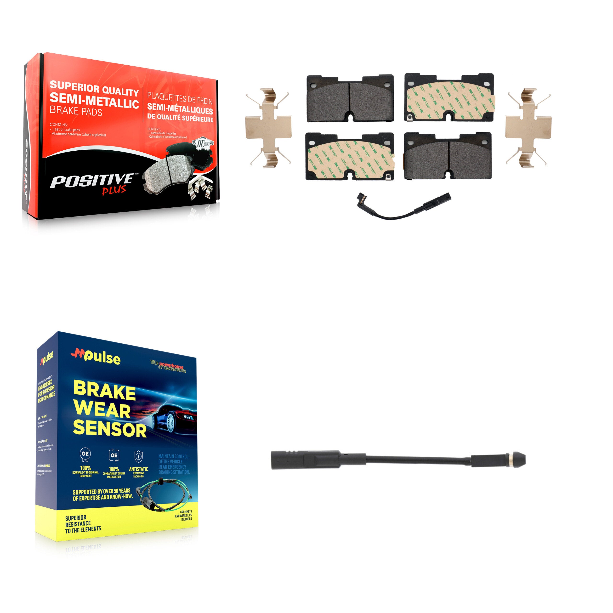 Front Semi-Metallic Brake Pad & Extra Wear Sensor Kit For GMC Chevrolet Silverado 1500 XL KPW-100744