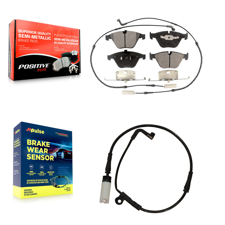 Front Semi-Metallic Brake Pads & Extra Wear Sensor Kit For BMW 530i 528i xDrive 525i 535i KPW-100748