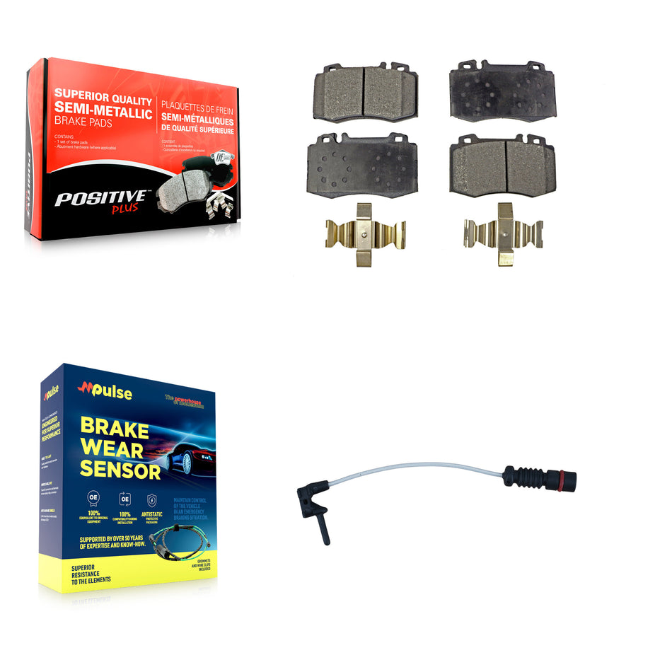 Front Semi-Metallic Disc Brake Pads And Wear Sensors Kit For Mercedes-Benz ML500 ML55 AMG KPW-100751