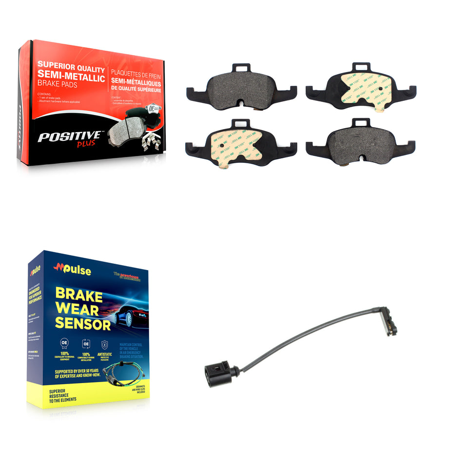 Front Semi-Metallic Disc Brake Pads And Wear Sensors Kit For Audi TTS Quattro 2.0L KPW-100752