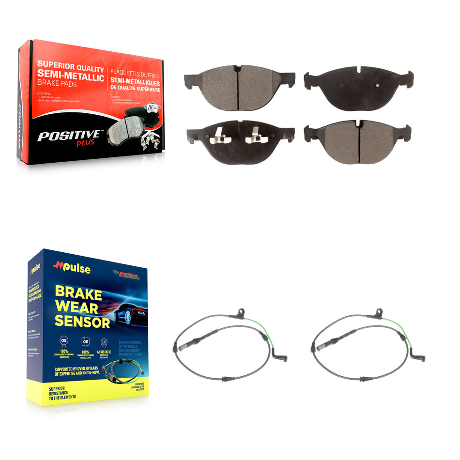 Front Semi-Metallic Disc Brake Pads And Wear Sensors Kit For BMW X6 xDrive50i with 4.4L KPW-100767