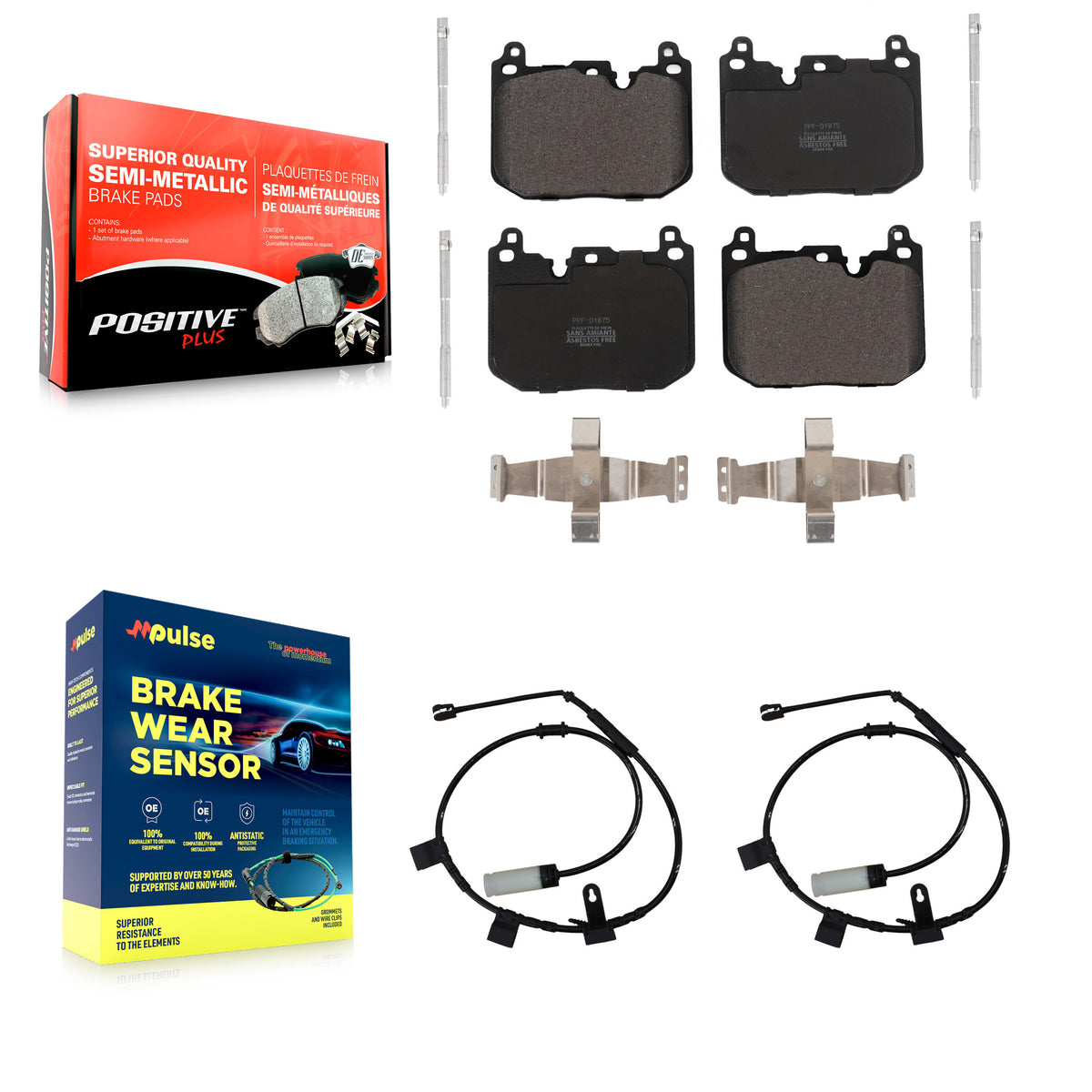 Front Semi-Metallic Disc Brake Pads And Wear Sensors Kit For Mini Cooper KPW-100772
