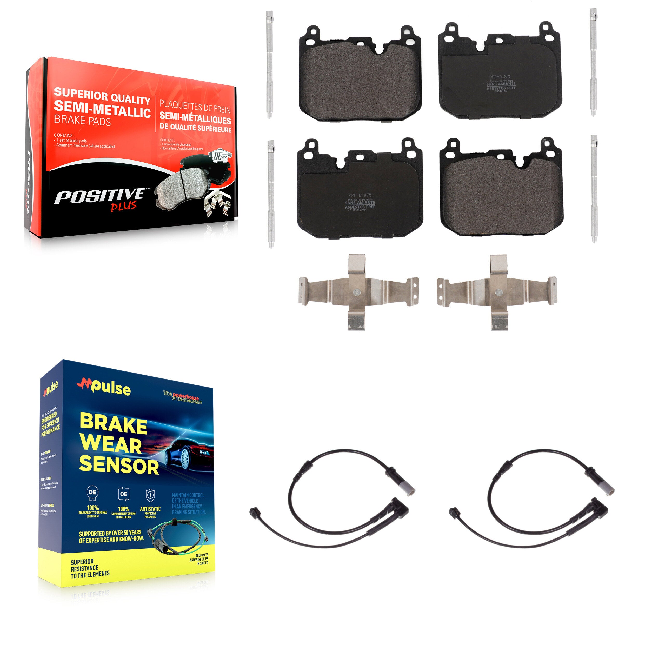 Front Semi-Metallic Disc Brake Pads And Wear Sensors Kit For Mini Cooper KPW-100773
