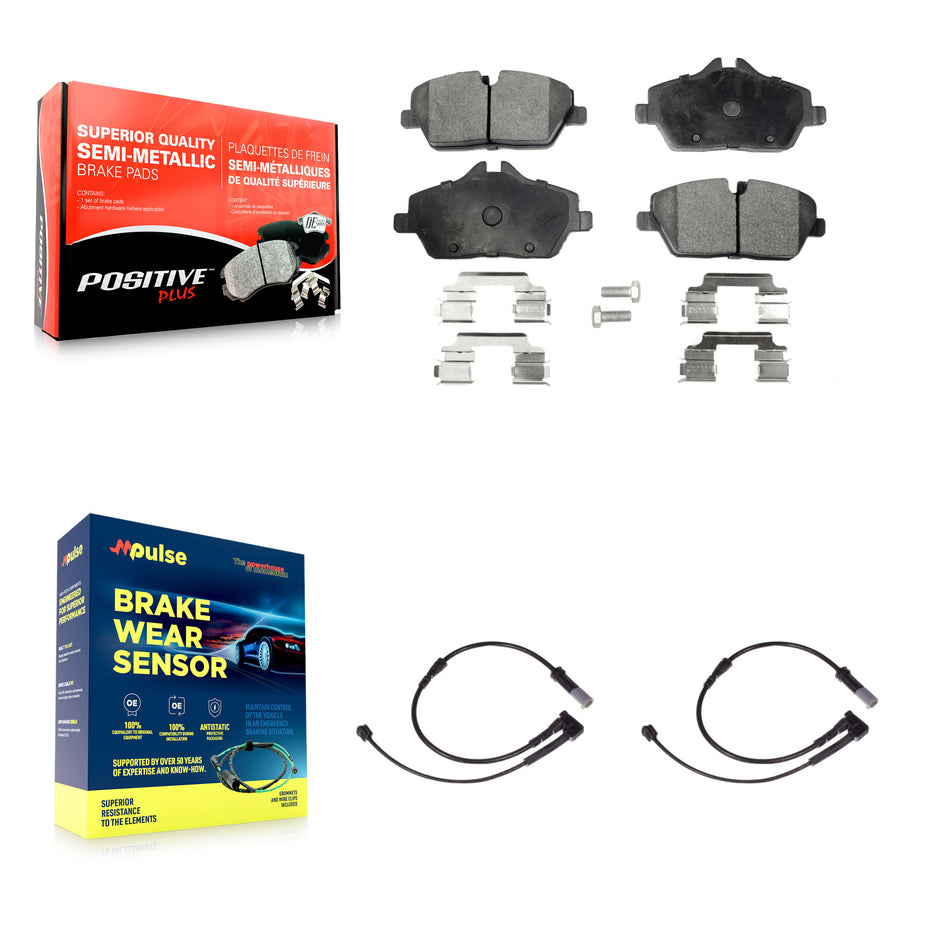 Front Semi-Metallic Disc Brake Pads And Wear Sensors Kit For Mini Cooper KPW-100775
