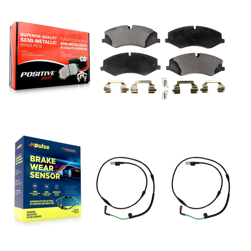 Front Semi-Metallic Disc Brake Pads And Wear Sensors Kit For Land Rover LR4 KPW-100782