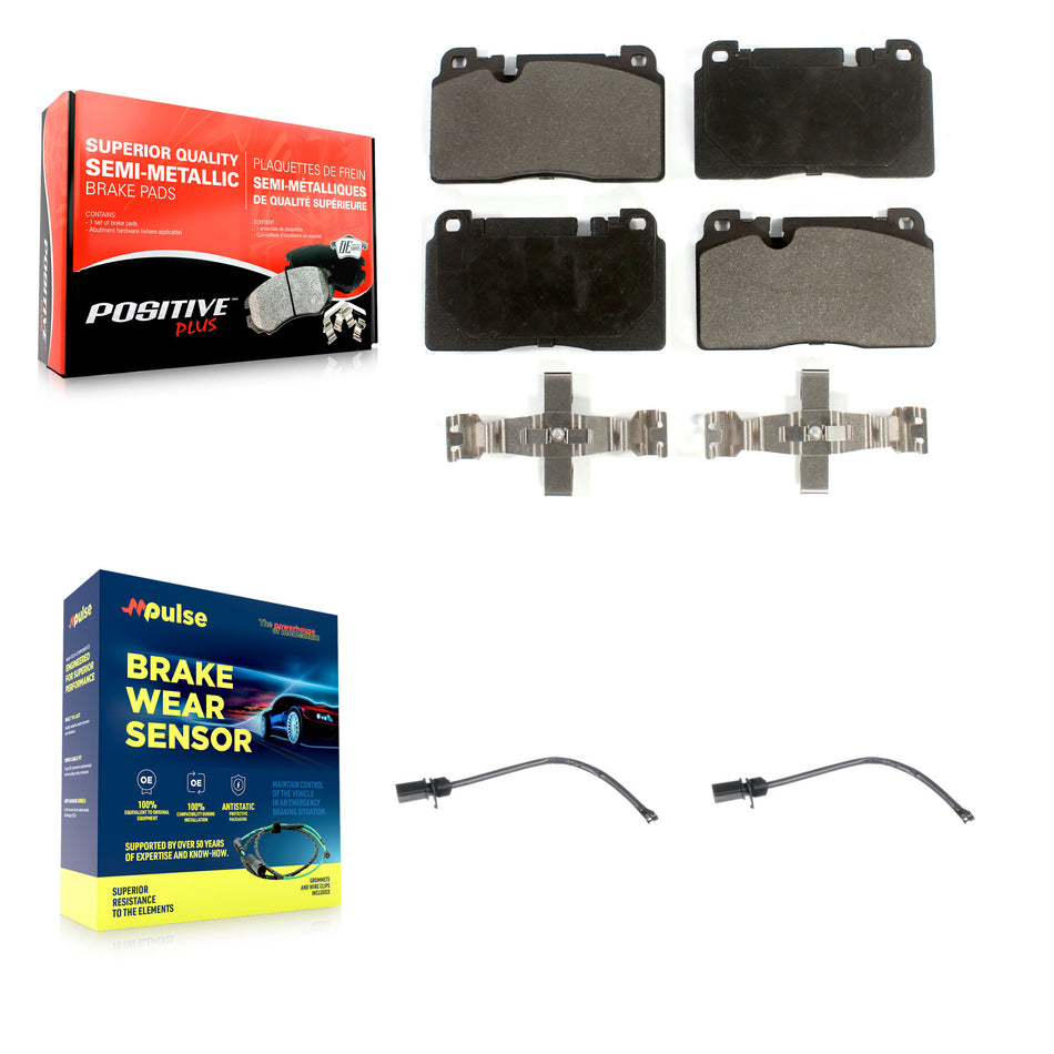 Front Semi-Metallic Disc Brake Pads And Wear Sensors Kit For Audi Q5 KPW-100796