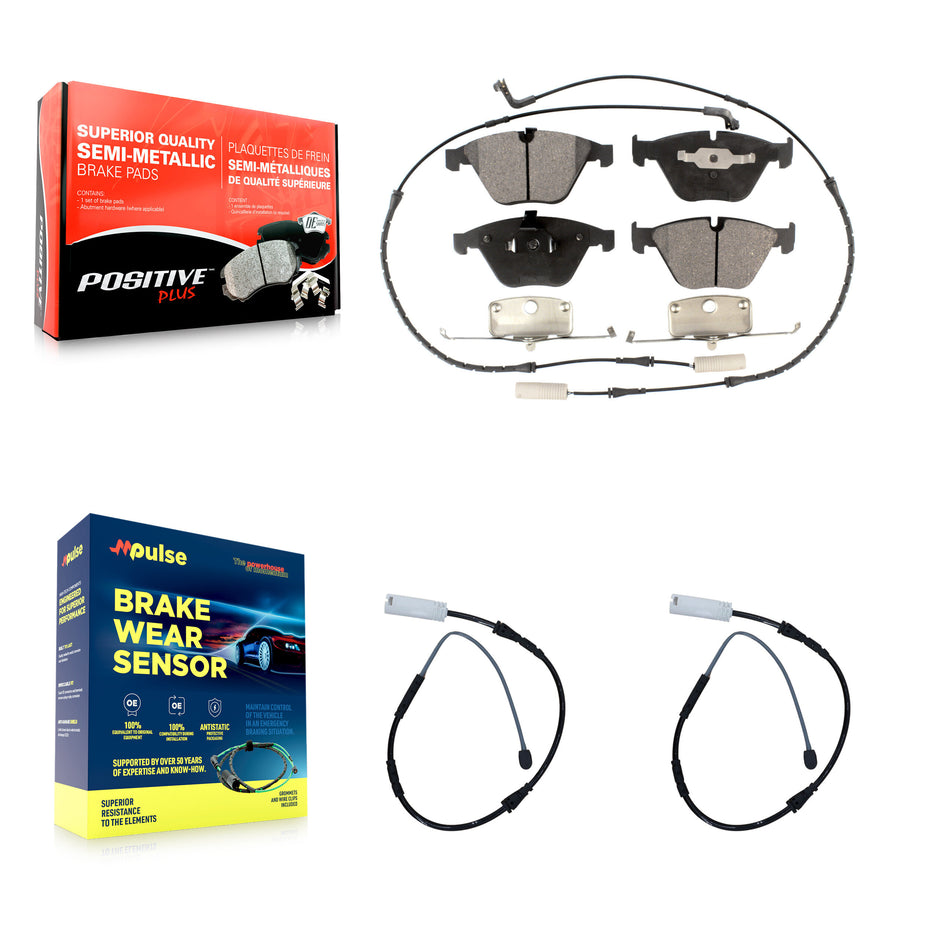 Front Semi-Metallic Disc Brake Pads And Extra Wear Sensors Kit For BMW X1 KPW-100799