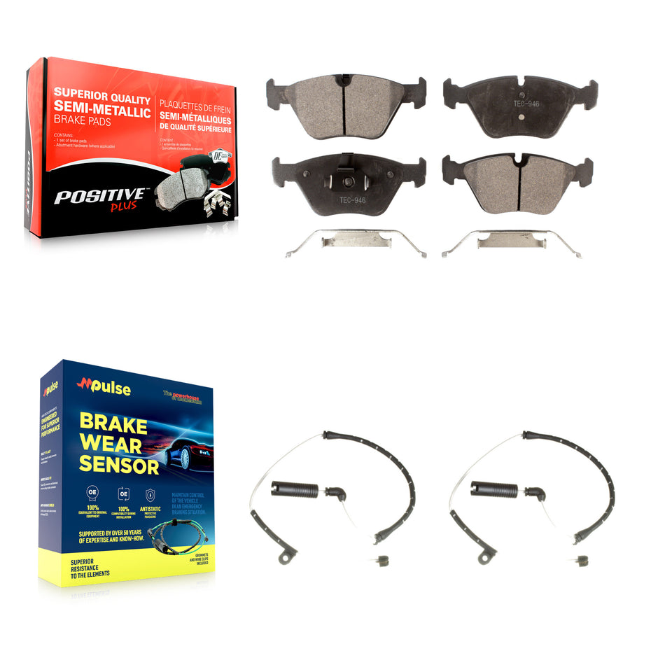 Front Semi-Metallic Disc Brake Pads And Wear Sensors Kit For BMW Z4 KPW-100807