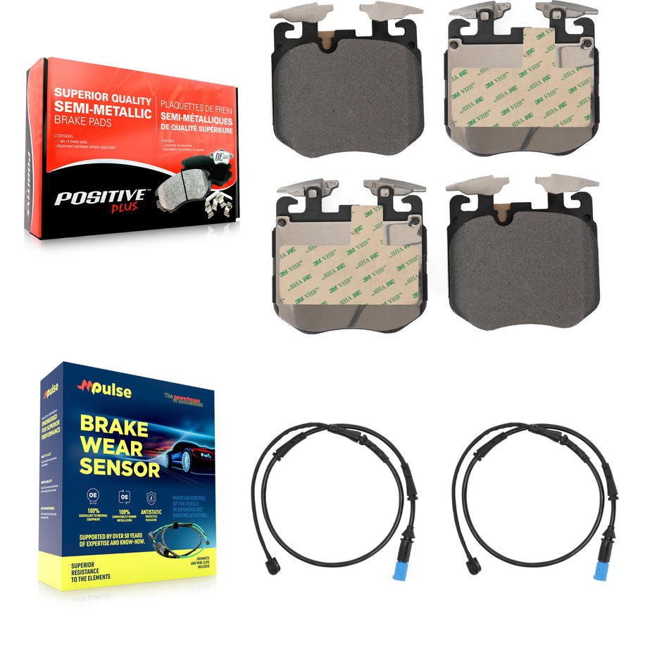 Front Semi-Metallic Disc Brake Pads And Wear Sensors Kit For BMW X5 X7 X6 KPW-100808