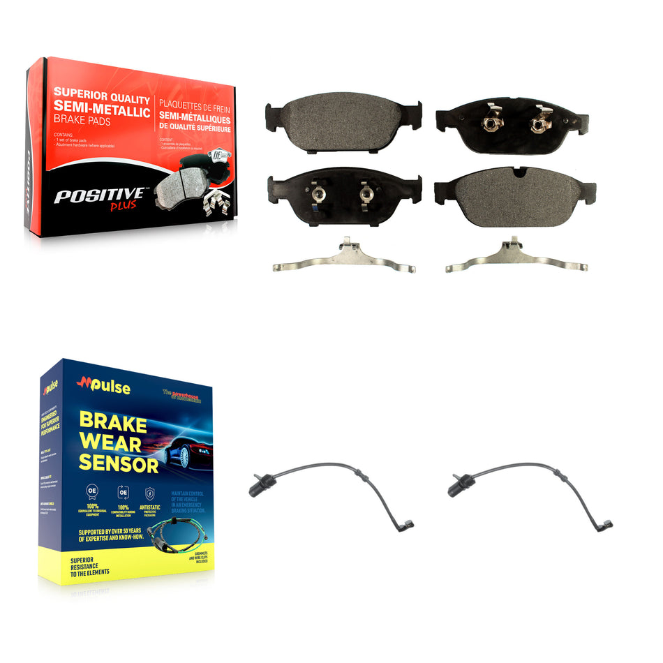 Front Semi-Metallic Disc Brake Pads And Wear Sensors Kit For Audi A6 Quattro A7 A8 KPW-100815