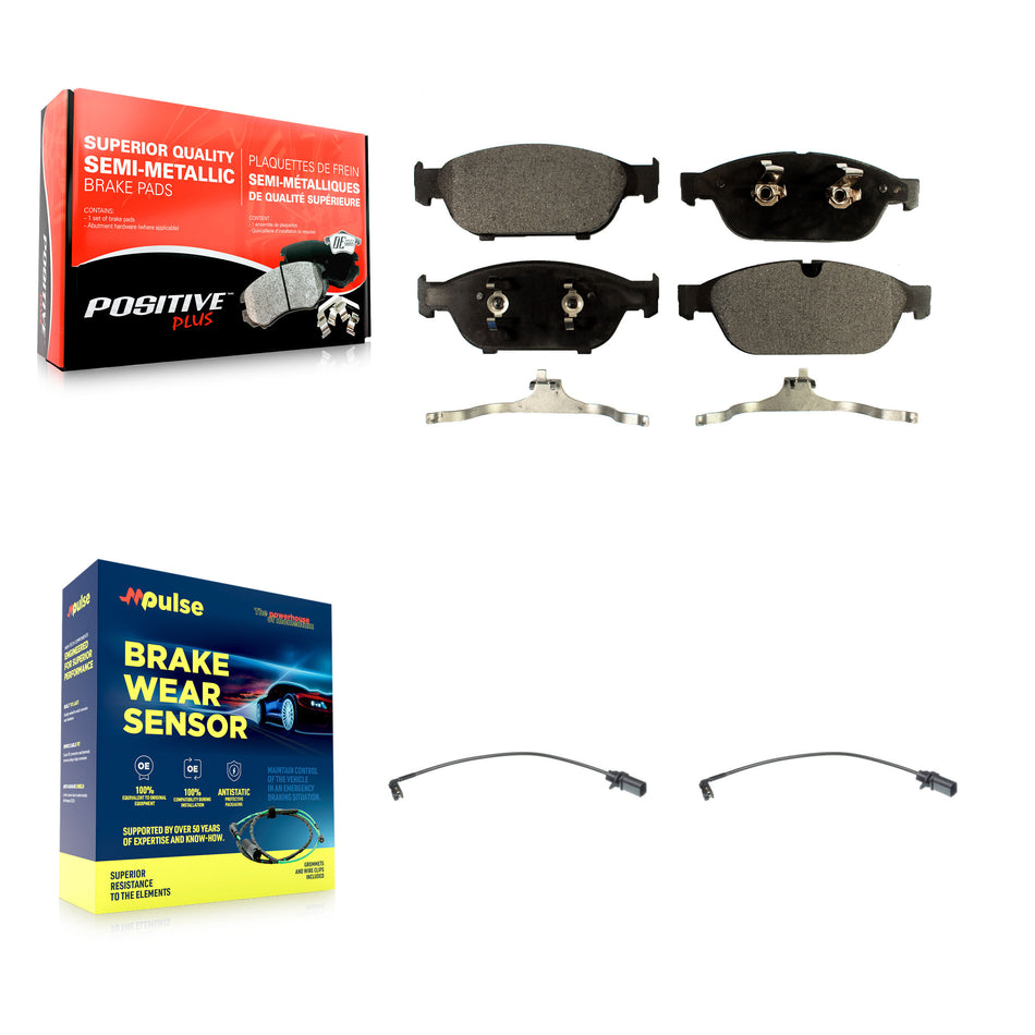 Front Semi-Metallic Disc Brake Pads And Wear Sensors Kit For Audi A6 Quattro KPW-100819