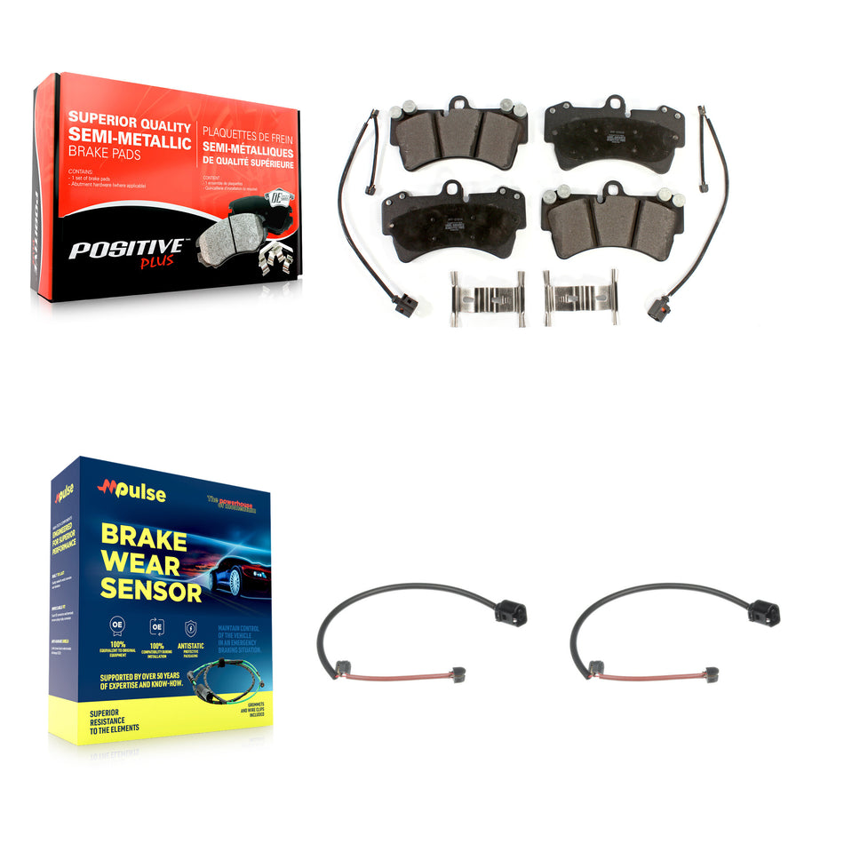 Front Semi-Metallic Disc Brake Pads And Extra Wear Sensor Kit For Audi Q7 Porsche Cayenne KPW-100828