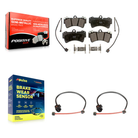 Front Semi-Metallic Disc Brake Pads And Extra Wear Sensors Kit For Porsche Cayenne KPW-100829